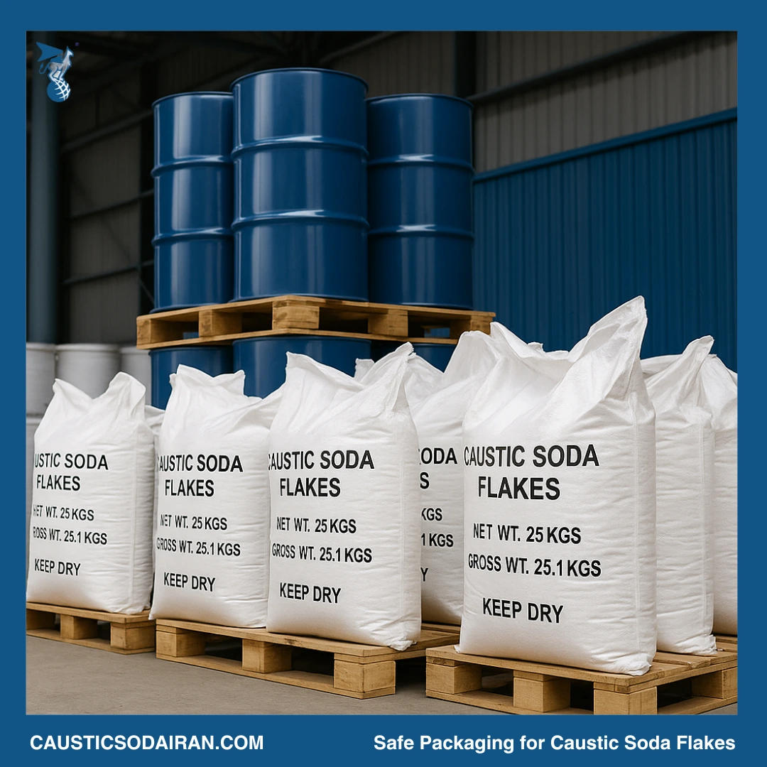 Safe packaging for caustic soda flakes
